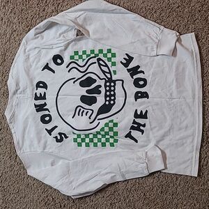Spencer's Stoned To The Bone White Long Sleeve Graphic Tee Size Small